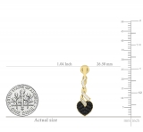 0.25 Cttw Round Black & White Natural Diamond Heart Screw Back Dangling Drop Earrings for Women in 18K Yellow Gold