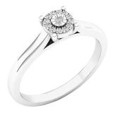 0.05 Carat (ctw) Sterling Silver Round White Diamond Bridal Engagement Ring