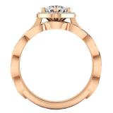 0.65 Carat (ctw) 10K Rose Gold Round White Diamond Ladies Bridal Halo Engagement Ring Set