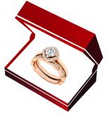 0.65 Carat (ctw) 10K Rose Gold Round White Diamond Ladies Bridal Halo Engagement Ring Set