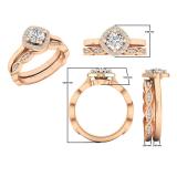 0.65 Carat (ctw) 10K Rose Gold Round White Diamond Ladies Bridal Halo Engagement Ring Set