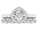 0.65 Carat (ctw) 10K White Gold Round White Diamond Ladies Bridal Halo Engagement Ring Set