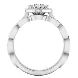 0.65 Carat (ctw) 10K White Gold Round White Diamond Ladies Bridal Halo Engagement Ring Set