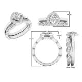 0.65 Carat (ctw) 10K White Gold Round White Diamond Ladies Bridal Halo Engagement Ring Set