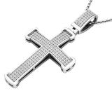0.40 Carat (ctw) 10K White Gold Round White Diamond Men's Ladies Unisex Cross Pendant 1/2 CT