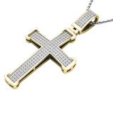 0.40 Carat (ctw) 10K Yellow Gold Round White Diamond Men's Ladies Unisex Cross Pendant 1/2 CT
