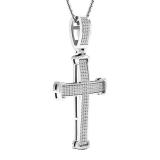 0.40 Carat (ctw) 14K White Gold Round White Diamond Men's Ladies Unisex Cross Pendant 1/2 CT