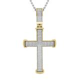 0.40 Carat (ctw) 14K Yellow Gold Round White Diamond Men's Ladies Unisex Cross Pendant 1/2 CT