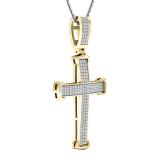 0.40 Carat (ctw) 14K Yellow Gold Round White Diamond Men's Ladies Unisex Cross Pendant 1/2 CT