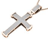 0.40 Carat (ctw) 18K Rose Gold Round White Diamond Men's Ladies Unisex Cross Pendant 1/2 CT