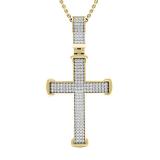 0.40 Carat (ctw) 18K Yellow Gold Round White Diamond Men's Ladies Unisex Cross Pendant 1/2 CT