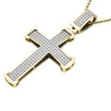 0.40 Carat (ctw) 18K Yellow Gold Round White Diamond Men's Ladies Unisex Cross Pendant 1/2 CT
