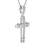 0.35 Carat (ctw) 10K White Gold Round White Diamond Men's Ladies Unisex Cross Pendant 1/3 CT