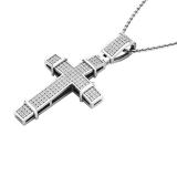 0.35 Carat (ctw) 10K White Gold Round White Diamond Men's Ladies Unisex Cross Pendant 1/3 CT
