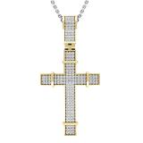0.35 Carat (ctw) 10K Yellow Gold Round White Diamond Men's Ladies Unisex Cross Pendant 1/3 CT