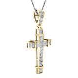 0.35 Carat (ctw) 10K Yellow Gold Round White Diamond Men's Ladies Unisex Cross Pendant 1/3 CT