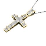 0.35 Carat (ctw) 10K Yellow Gold Round White Diamond Men's Ladies Unisex Cross Pendant 1/3 CT
