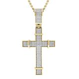 0.35 Carat (ctw) 10K Yellow Gold Round White Diamond Men's Ladies Unisex Cross Pendant 1/3 CT