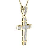 0.35 Carat (ctw) 10K Yellow Gold Round White Diamond Men's Ladies Unisex Cross Pendant 1/3 CT