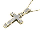 0.35 Carat (ctw) 10K Yellow Gold Round White Diamond Men's Ladies Unisex Cross Pendant 1/3 CT