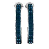 0.10 Carat (ctw) Sterling Silver Round Blue Diamond Ladies Huggies Hoop Earrings 1/10 CT