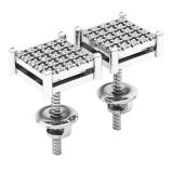 0.15 Carat (Ctw) 10K White Gold Round White Diamond Ladies Square Shaped Stud Earrings