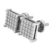 0.15 Carat (Ctw) 10K White Gold Round White Diamond Ladies Square Shaped Stud Earrings