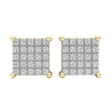 0.15 Carat (Ctw) 10K Yellow Gold Round White Diamond Ladies Square Shaped Stud Earrings