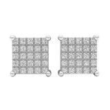 0.15 Carat (Ctw) 14K White Gold Round White Diamond Ladies Square Shaped Stud Earrings