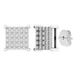 0.15 Carat (Ctw) 14K White Gold Round White Diamond Ladies Square Shaped Stud Earrings
