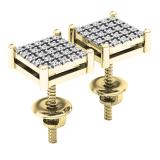 0.15 Carat (Ctw) 14K Yellow Gold Round White Diamond Ladies Square Shaped Stud Earrings