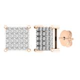 0.15 Carat (Ctw) 18K Rose Gold Round White Diamond Ladies Square Shaped Stud Earrings