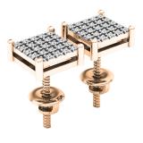 0.15 Carat (Ctw) 18K Rose Gold Round White Diamond Ladies Square Shaped Stud Earrings