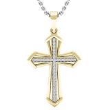 0.15 Carat (ctw) 14K Yellow Gold Round Diamond Men's Ladies Unisex Cross Pendant 1/5 CT