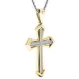 0.15 Carat (ctw) 14K Yellow Gold Round Diamond Men's Ladies Unisex Cross Pendant 1/5 CT