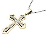 0.15 Carat (ctw) 14K Yellow Gold Round Diamond Men's Ladies Unisex Cross Pendant 1/5 CT