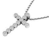 0.15 Carat (ctw) 10K White Gold Round White Diamond Men's Ladies Unisex Bezel Cross Pendant