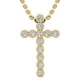0.15 Carat (ctw) 14K Yellow Gold Round White Diamond Men's Ladies Unisex Bezel Cross Pendant