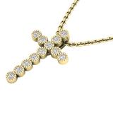 0.15 Carat (ctw) 14K Yellow Gold Round White Diamond Men's Ladies Unisex Bezel Cross Pendant