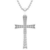 0.30 Carat (ctw) 18K White Gold Round Diamond  Men's Ladies Unisex Cross Pendant 1/3 CT