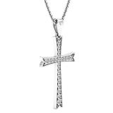 0.30 Carat (ctw) 18K White Gold Round Diamond  Men's Ladies Unisex Cross Pendant 1/3 CT