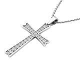 0.30 Carat (ctw) 18K White Gold Round Diamond  Men's Ladies Unisex Cross Pendant 1/3 CT