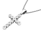 0.30 Carat (ctw) 10K White Gold Round White Diamond Men's Ladies Unisex Bezel Cross Pendant 1/3 CT
