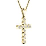 0.30 Carat (ctw) 14K Yellow Gold Round White Diamond Men's Ladies Unisex Bezel Cross Pendant 1/3 CT