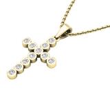 0.30 Carat (ctw) 14K Yellow Gold Round White Diamond Men's Ladies Unisex Bezel Cross Pendant 1/3 CT