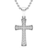 0.20 Carat (ctw) 10K White Gold Round White Diamond Men's Ladies Unisex Cross Pendant