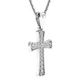 0.20 Carat (ctw) 10K White Gold Round White Diamond Men's Ladies Unisex Cross Pendant