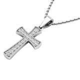 0.20 Carat (ctw) 10K White Gold Round White Diamond Men's Ladies Unisex Cross Pendant