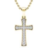 0.20 Carat (ctw) 10K Yellow Gold Round White Diamond Men's Ladies Unisex Cross Pendant