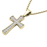 0.20 Carat (ctw) 18K Yellow Gold Round White Diamond Men's Ladies Unisex Cross Pendant
